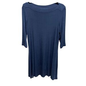 Vintage 90s VeVe dress slinky shiny acetate blue women’s size 10 comfy casual